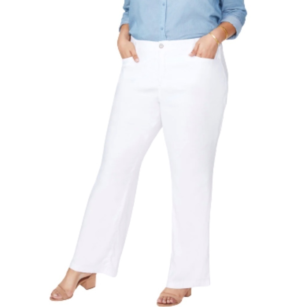 NYDJ The Trouser Stretch Linen Blend Trouser Pants in Optic White Sz. 24W NWT